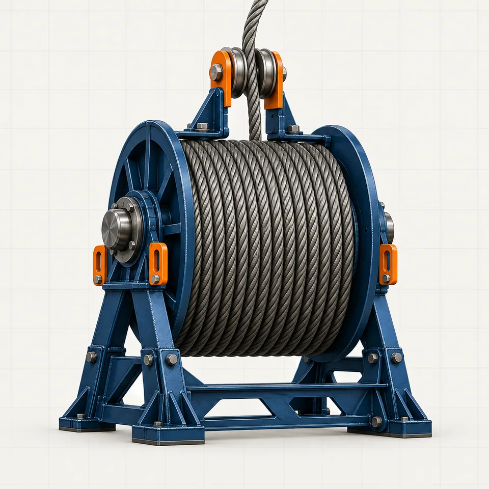 Technical illustration of a coiled steel drilling line